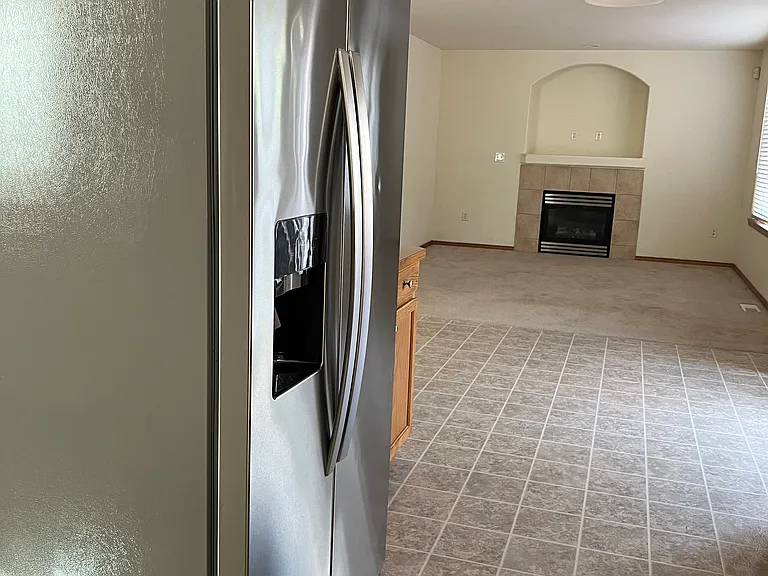 Kitchen and family room connecting