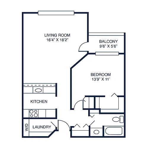 Floor plan 1A-One Bed One Bath