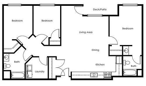 Floor plan 3 Bed 2 Bath