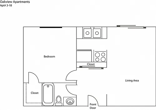 Floor plan Oakview Apartments - One Bedroom