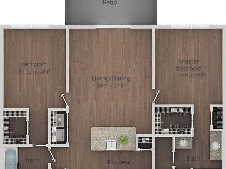 Urbana - B2.2 - 2 Beds - 2 Baths - 1049 Sq. ft.