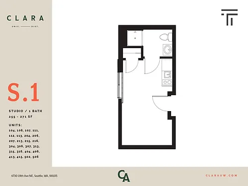 Floor plan Studio - 255 sqft