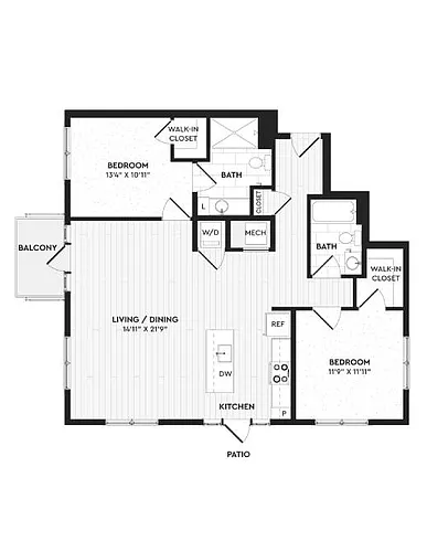 Floor plan B5 | 2 Bed | 2 Bath