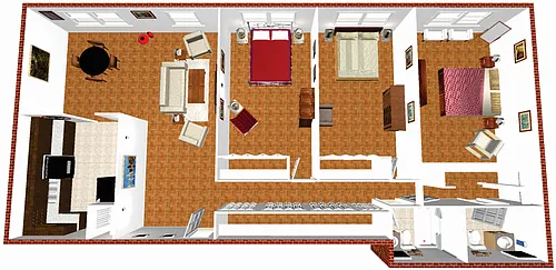 Floor plan Three Bedroom Two Bath
