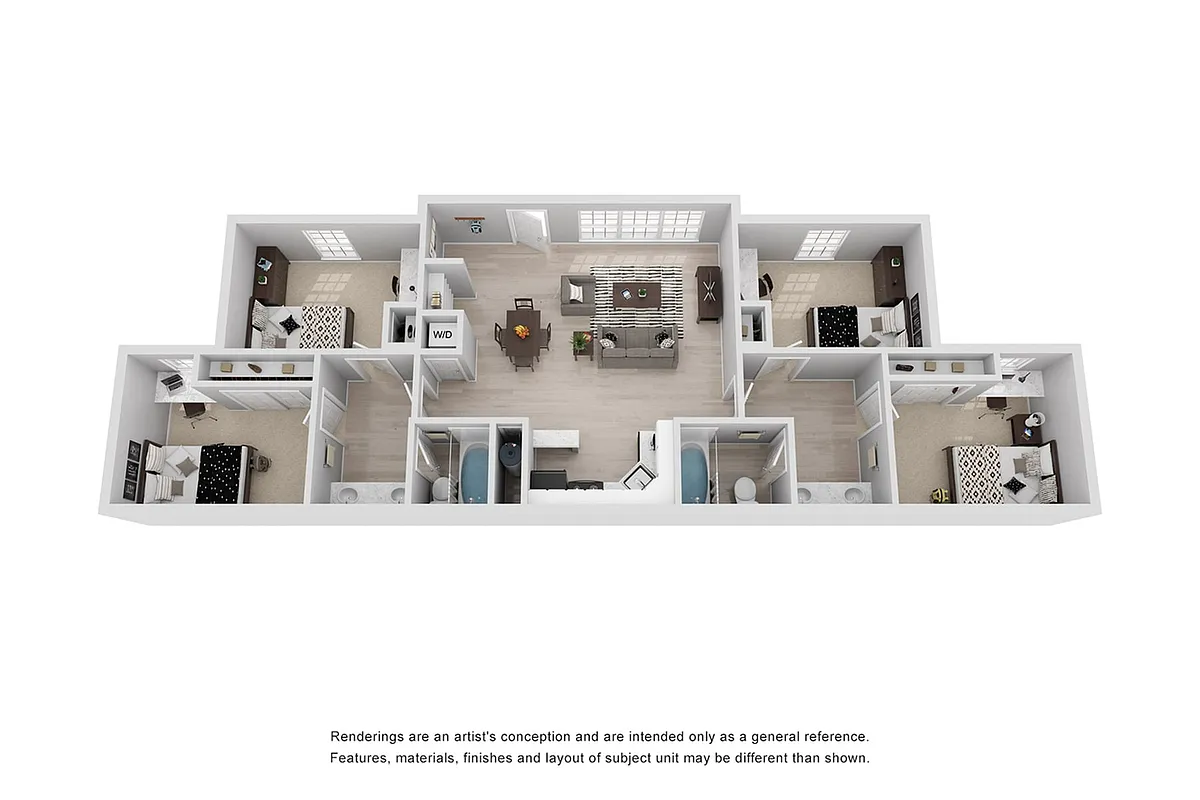 Floor plan 4x2 Signature Renovated Furnished