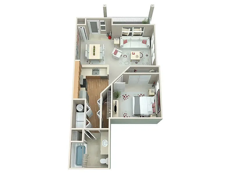 Floor plan 1BD, 1BTH A