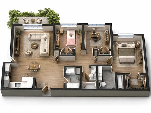 Floor plan 3 Bedroom 2 Bathroom