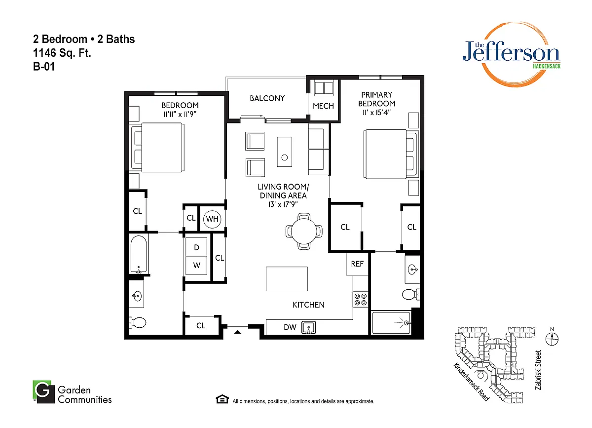 Floor plan $2.79/sq.ft. - B-01 Two Bedroom