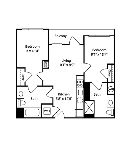 Floor plan 2 Bed/2 Bath-B32
