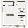 Floor plan Studio B - 80% AMI