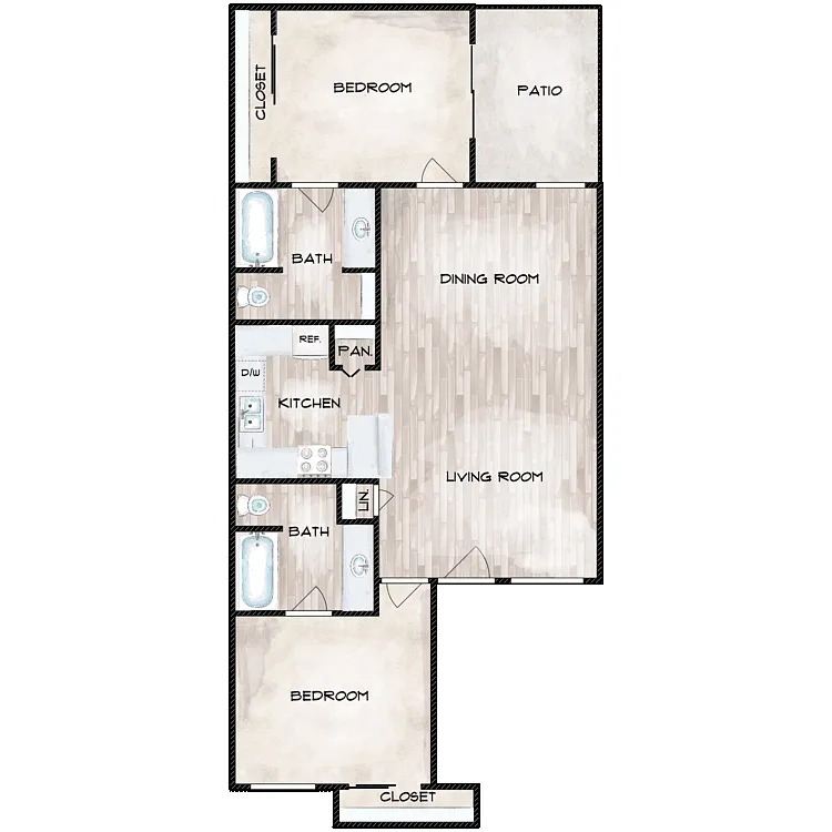 Floor plan 2 Bed 2 Bath Villas