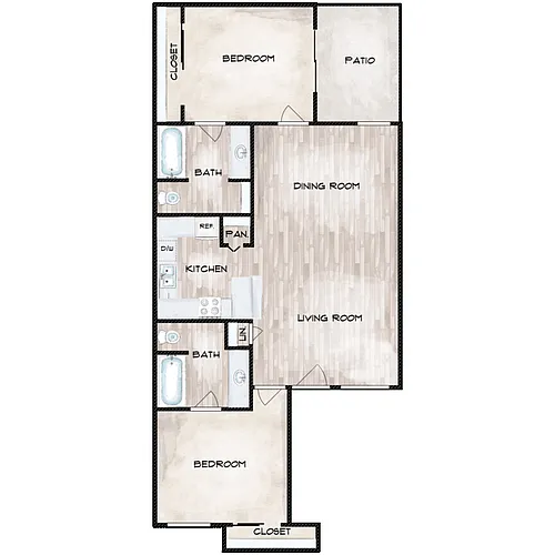Floor plan 2 Bed 2 Bath Villas