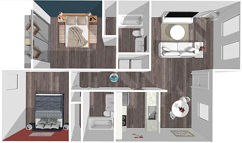 Floor plan 2 Bedroom, 2 Bathroom