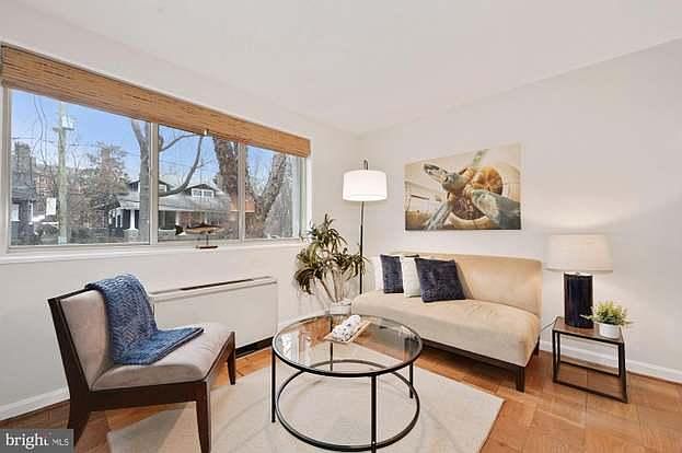 Wonderful light from two large windows. Window treatments come with the unit.