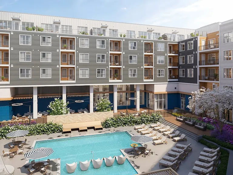 Courtyard with pool and sundeck (Rendering)