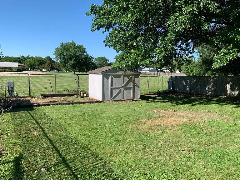 Backyard with a shed and garden