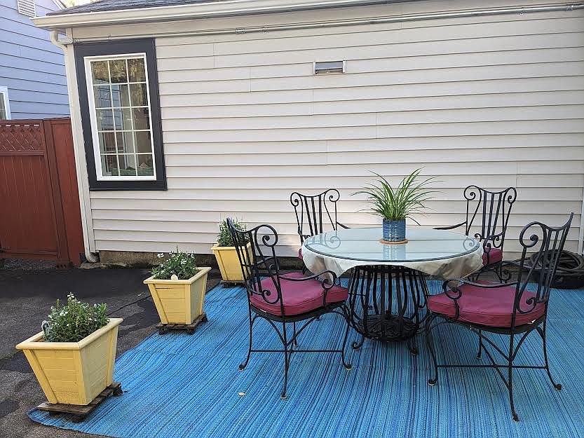 Patio area with planters.