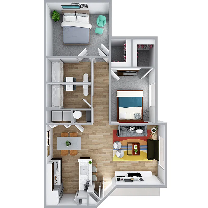 Floor plan Two Bed/Two Bath | 30% AMI