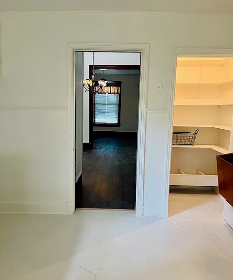 View from kitchen into dining