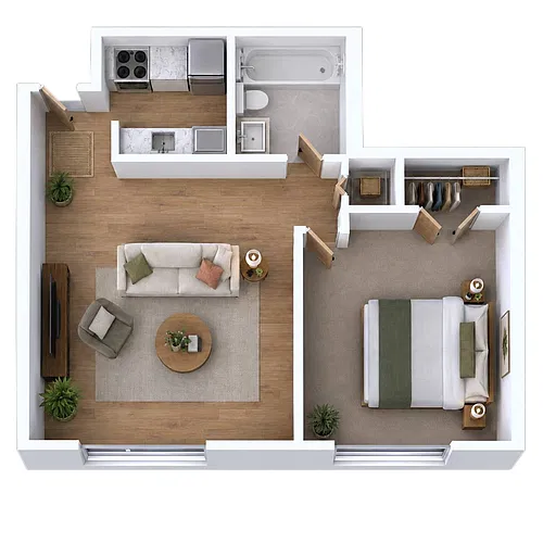 Floor plan 1BR - 1BTH JR