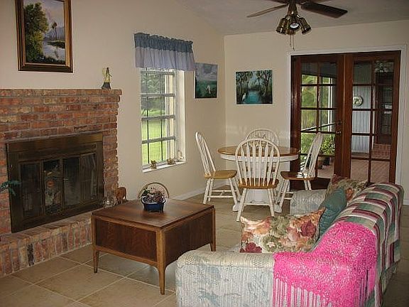 Family room with fireplace