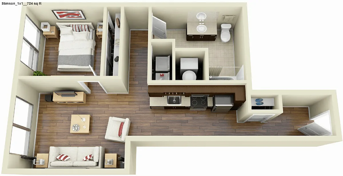 Floor plan 1Bed 1Bath