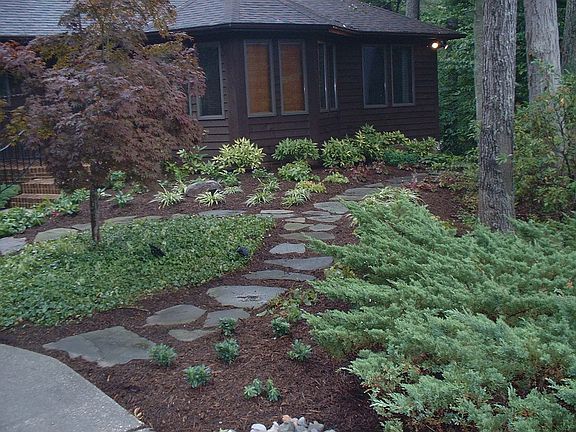Stone path to side