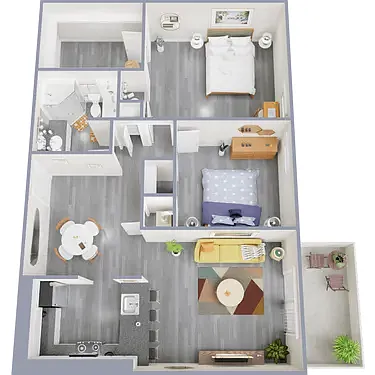 Floor plan Tower Two Bedroom One Bath