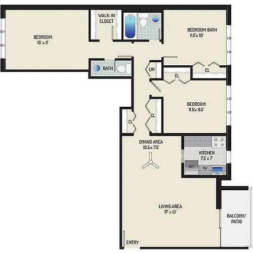 Floor plan 3 Bedrooms + 1.5 Baths