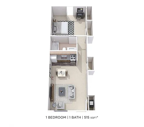 Floor plan One Bedroom - 515 sqft