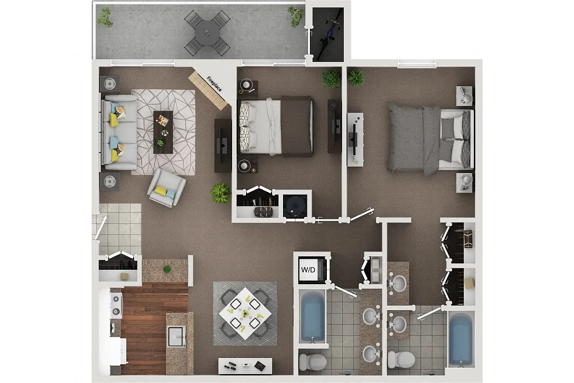 Floor plan Millgreen 2 Bedroom 2 Bath
