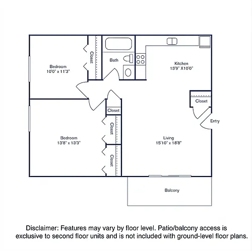 Floor plan Phase II, A, 2 Bedroom, 1 Bath