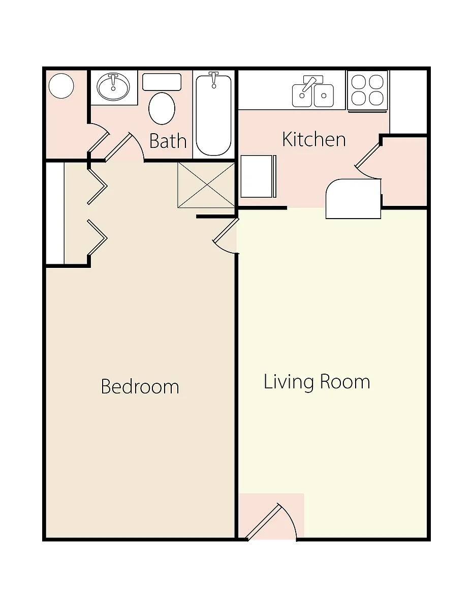 Floor plan 1 Bedroom/1 Bath