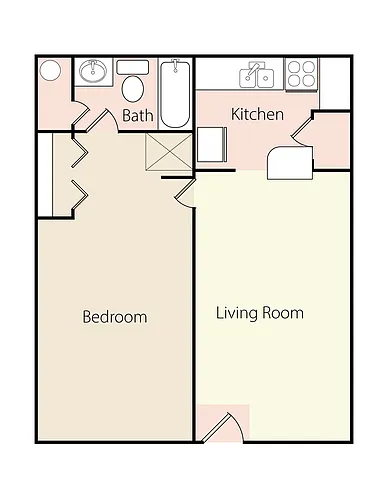 Floor plan 1 Bedroom/1 Bath