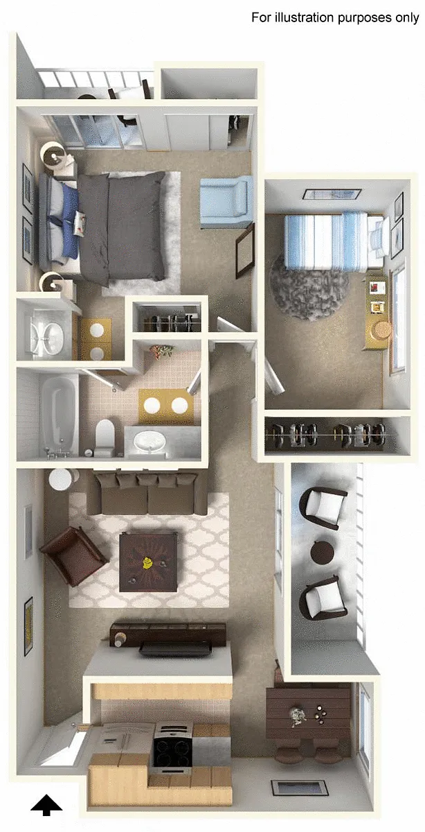 Floor plan 2x1br - Renovated