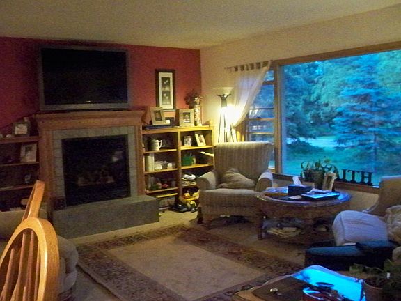 living room with gas fireplace