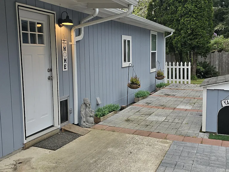 brand new patio between garage and home.