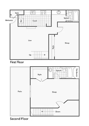 Floor plan 2 BR x 2 BA - Townhome - A