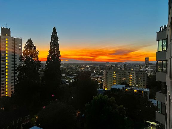 Sunset view from covered balcony