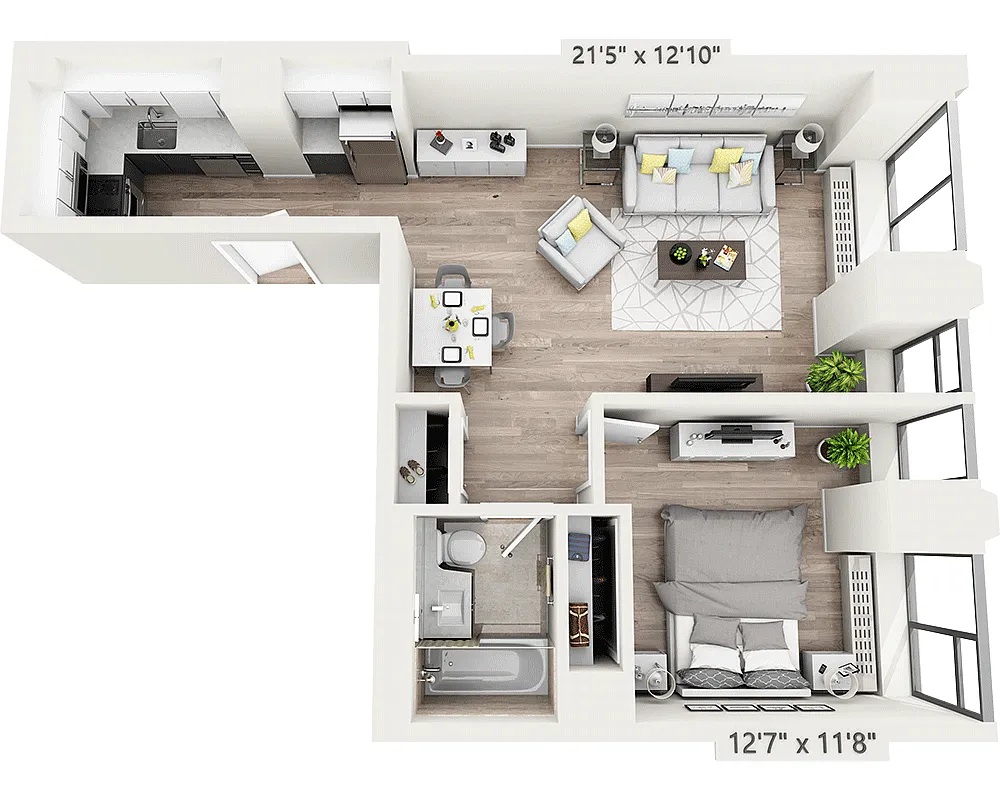 Floor plan One Bedroom L