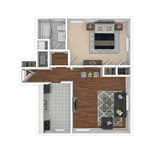 Floor plan Large One Bedroom- Renovated