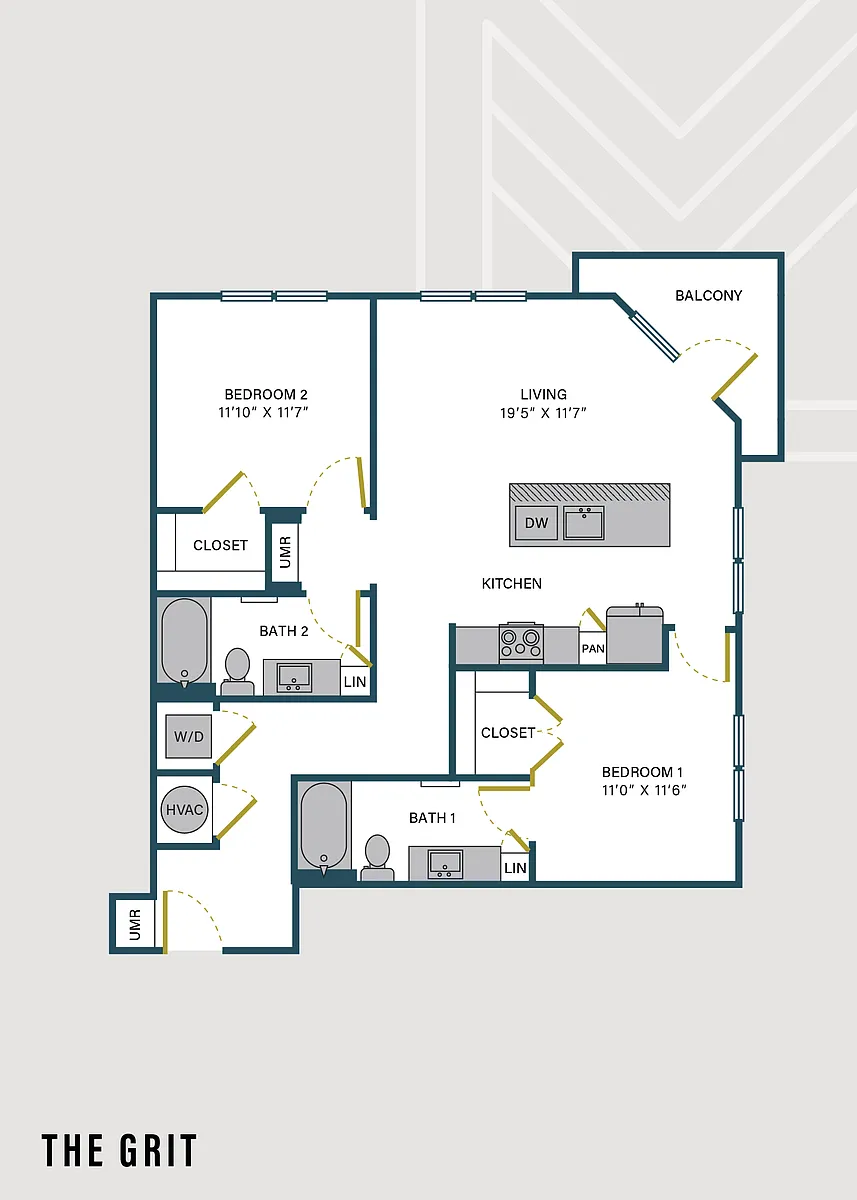 Floor plan The Grit | 2 Bed | 2 Bath