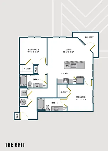 Floor plan The Grit | 2 Bed | 2 Bath