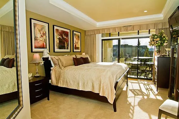 - Master bedroom, comfortably fits a king size bed with two night stands, vanity, and dresser
- Includes sliding door to patio
- 9 foot ceilings with dimmable pocket lights