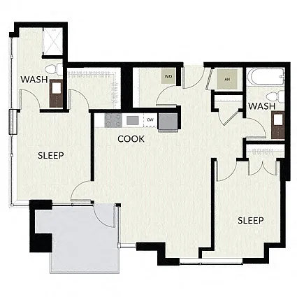 Floor plan 2 Bed/2 Bath-B4 1035