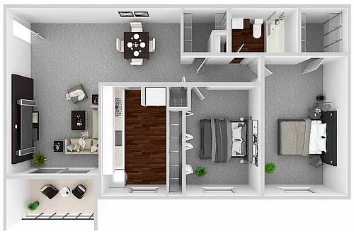 Floor plan 2 Bedroom/1 Bathroom - 916 sq ft