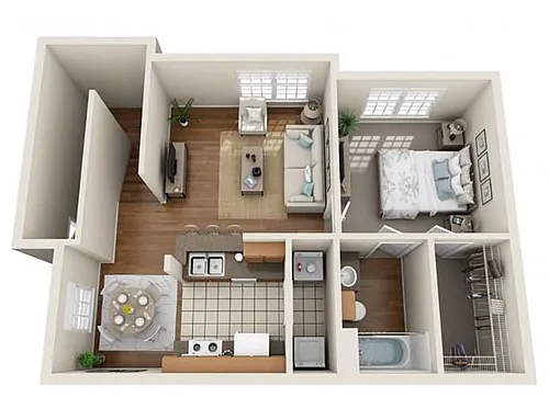 Floor plan 1 Bed 1 Bath S