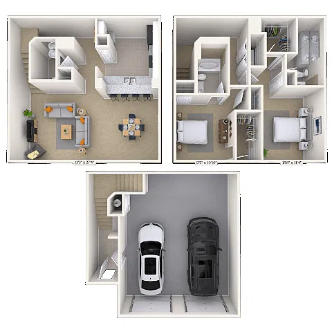 Floor plan Townhome 2x2.5 1324-2090 SF