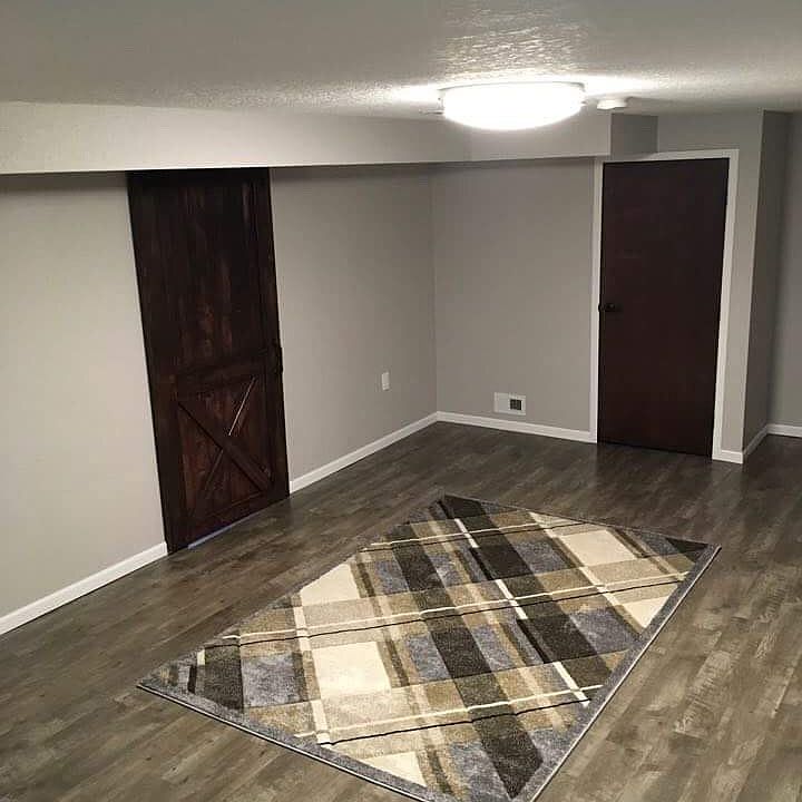 Family room with barn door
