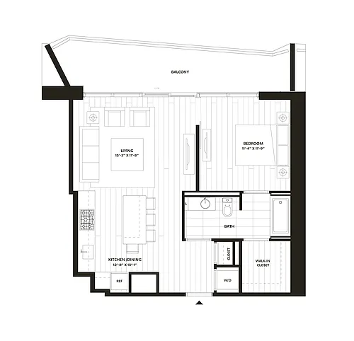 Floor plan 1 Bed/1 Bath-A3